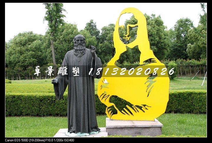 達(dá)芬奇銅雕，公園名人銅雕