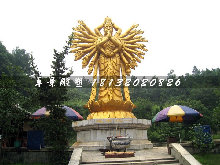 千手觀音銅雕，立式銅觀音