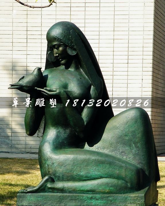 和平少女銅雕，青銅人物雕塑