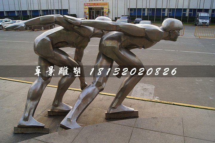 不銹鋼滑冰雕塑，廣場(chǎng)運(yùn)動(dòng)雕塑