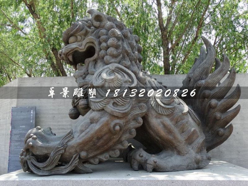 大型銅獅子，戲球獅銅雕 (1)