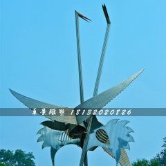 抽象仙鶴雕塑，不銹鋼抽象動(dòng)物