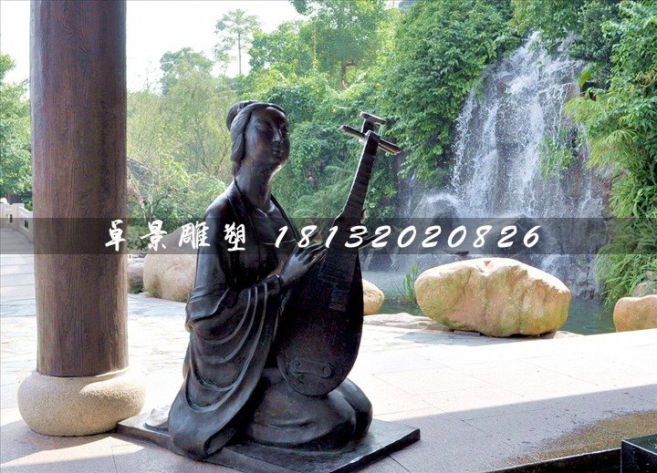 古代樂妓雕塑，公園人物銅雕 (1)