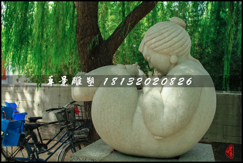 抽象母女石雕,公園景觀石雕