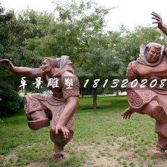 摔跤大漢銅雕，公園鍛銅人物雕塑