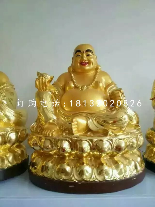 彌勒佛雕塑，玻璃鋼貼金佛像