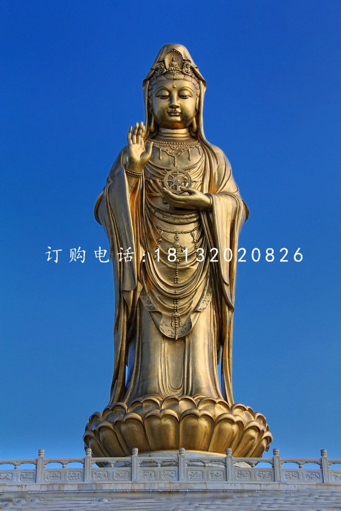 觀世音銅雕，立式觀音銅雕