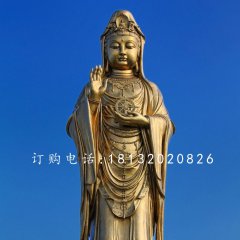 觀世音銅雕，立式觀音銅雕
