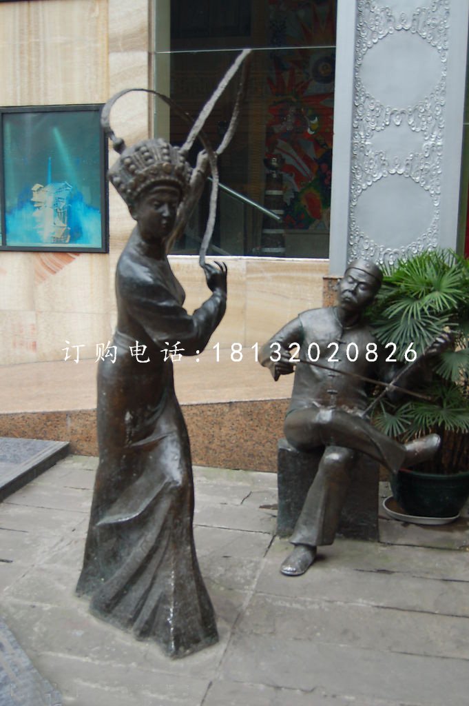 唱戲銅雕，街頭小品銅雕
