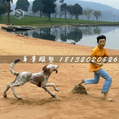 小男孩與狗雕塑，玻璃鋼仿真雕塑