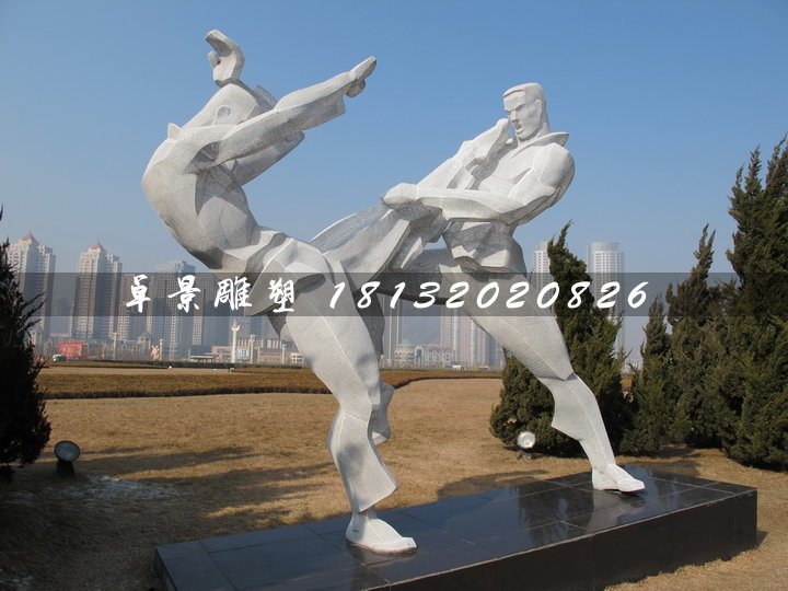 武術(shù)雕塑，不銹鋼抽象人物