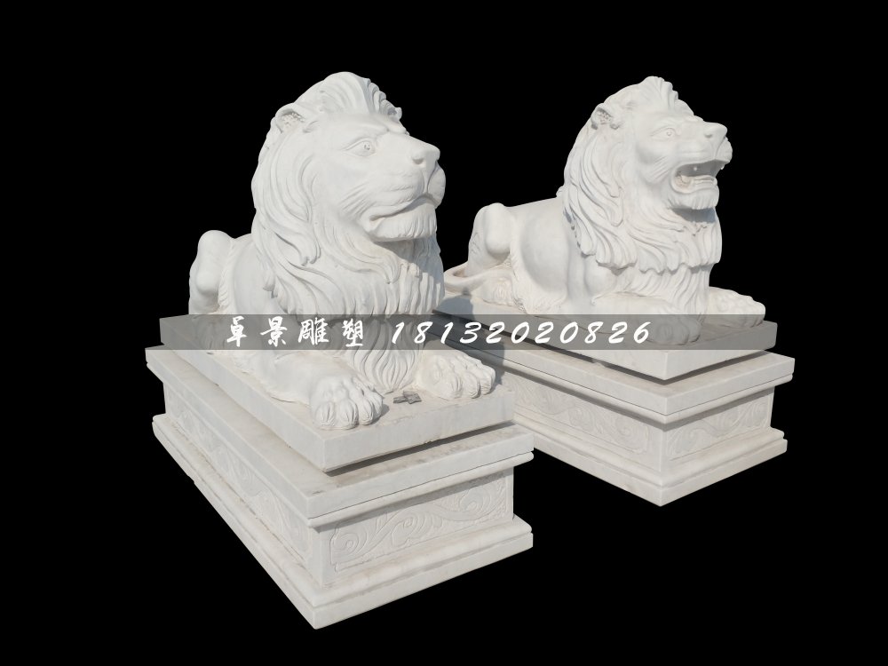 西洋獅石雕，漢白玉獅子雕塑