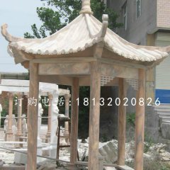 涼亭石雕，晚霞紅涼亭雕塑