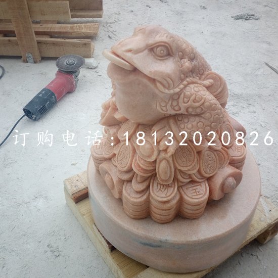 晚霞紅金蟾，招財(cái)金蟾石雕 (3)