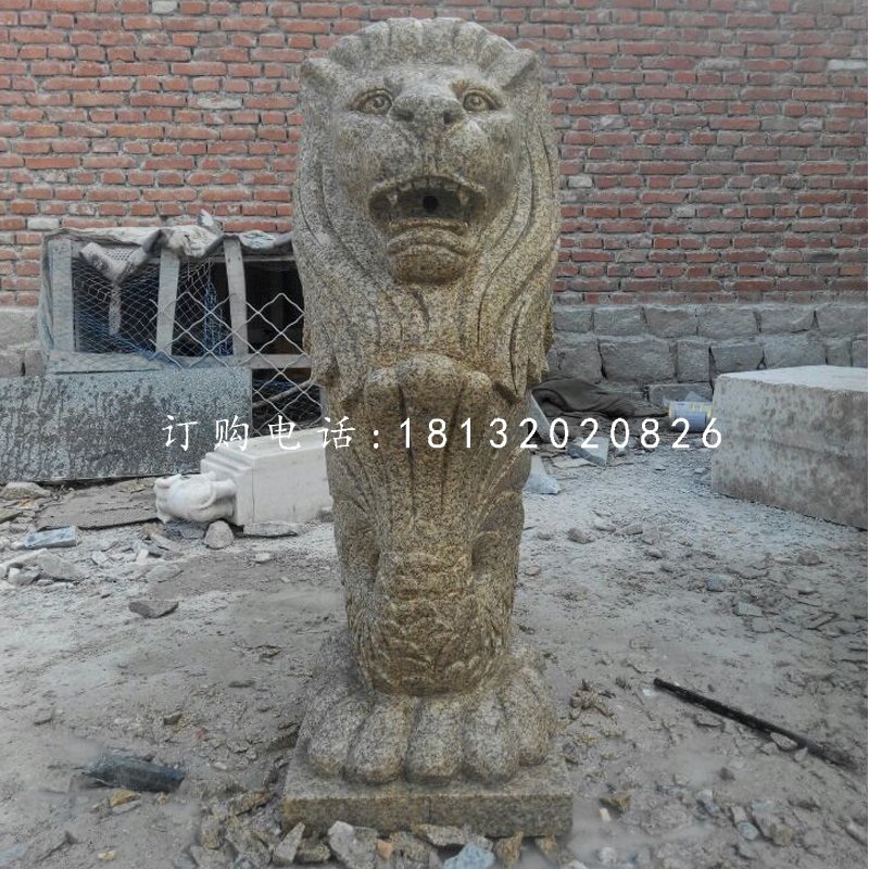 魚尾獅石雕，砂巖動(dòng)物雕塑 (2)