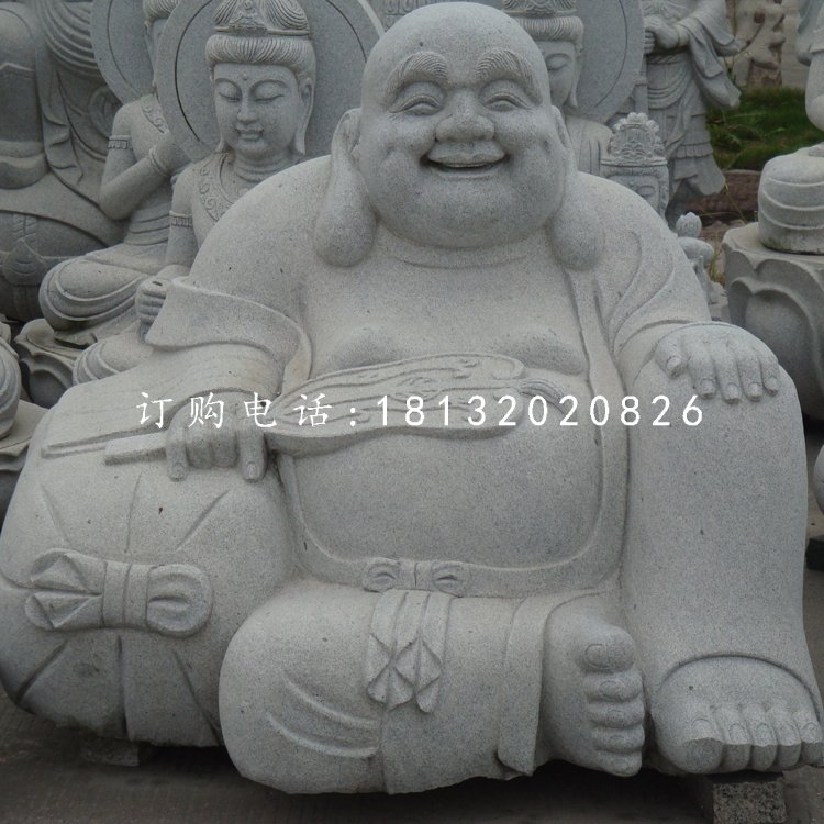 大理石布袋和尚，石雕彌勒佛