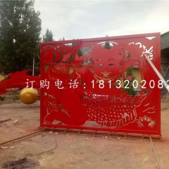 小孩鯉魚剪紙雕塑，不銹鋼景觀雕塑