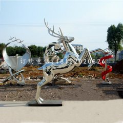 馴鹿雕塑，不銹鋼動物雕塑