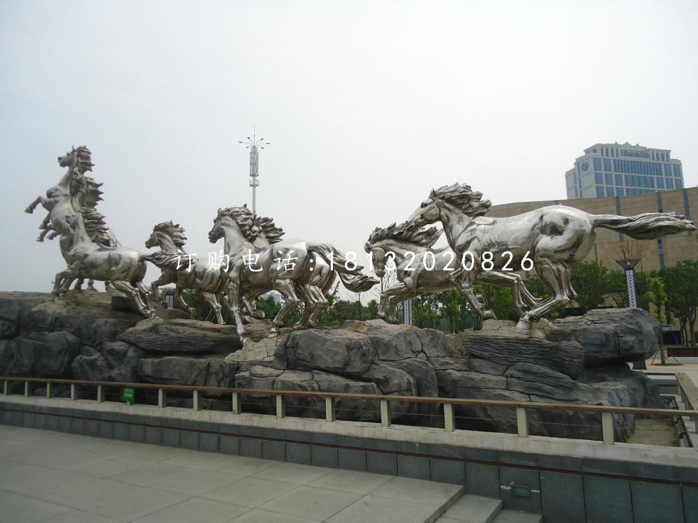 奔騰的馬雕塑，不銹鋼馬雕塑 (2)