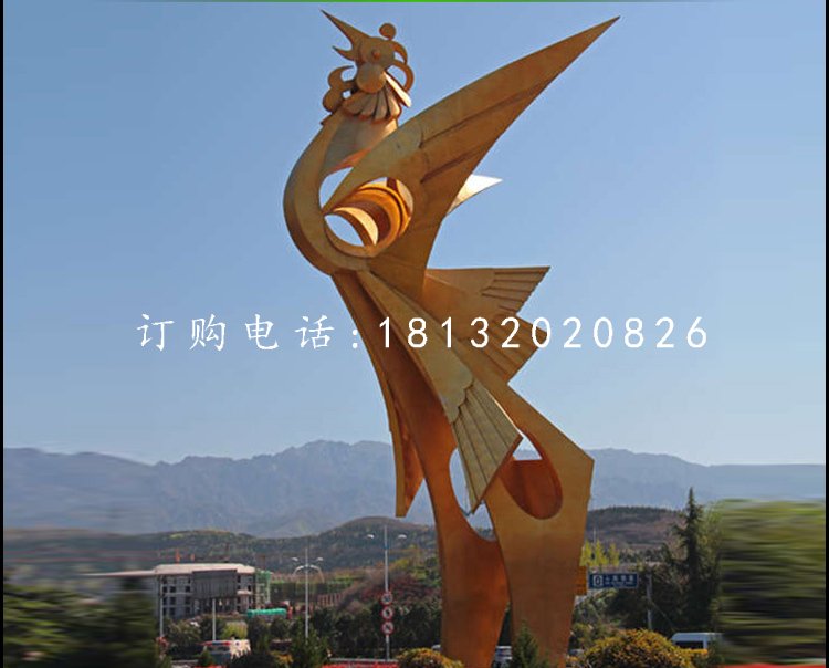 鳳凰雕塑，廣場不銹鋼雕塑