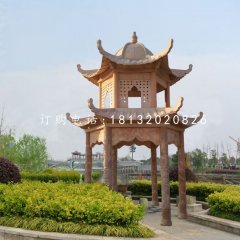 公園石亭子，晚霞紅雙層涼亭