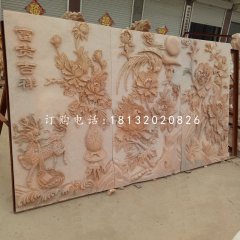 富貴吉祥石浮雕，晚霞紅石浮雕