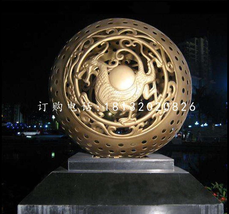 廣場(chǎng)鏤空球雕塑，景觀銅雕