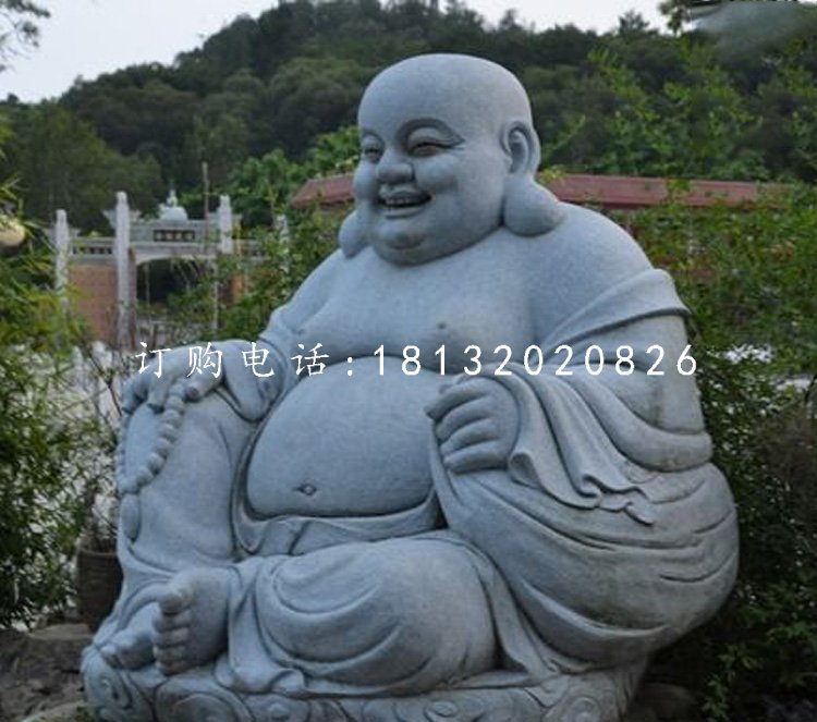 笑面佛石雕，青石彌勒佛