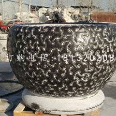 圓形水缸石雕，青石水缸