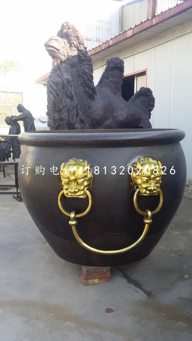 仿古銅水缸，廣場銅水缸雕塑