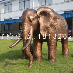 大象銅雕，公園動物雕塑
