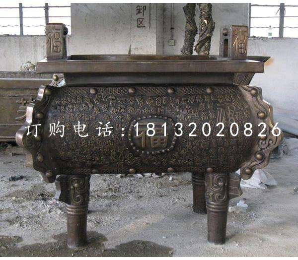 四足鼎銅雕，黃銅鼎雕塑