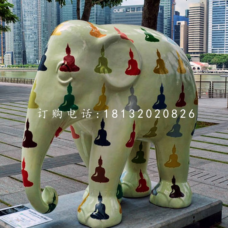 玻璃鋼彩繪大象，商場(chǎng)美陳雕塑 (1)1