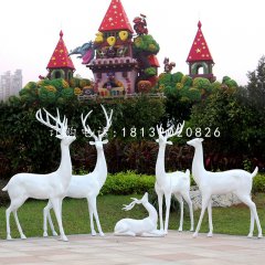 白色小鹿雕塑，玻璃鋼動(dòng)物