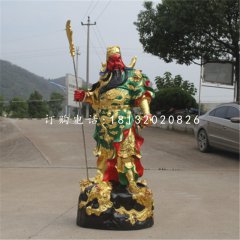 玻璃鋼彩繪關(guān)公，拿刀關(guān)公刀雕塑