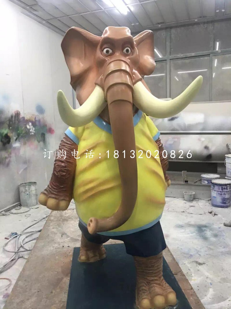玻璃鋼大象，卡通大象雕塑