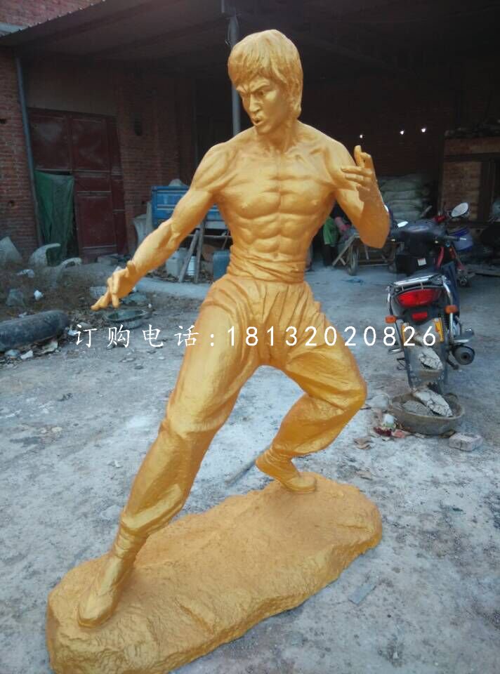 功夫明星李小龍雕塑，玻璃鋼人物
