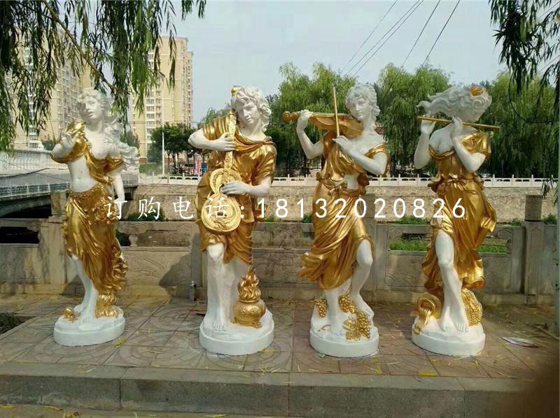 吹拉彈唱雕塑，玻璃鋼西方美女雕塑