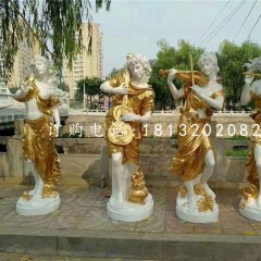 吹拉彈唱雕塑，玻璃鋼西方美女雕塑