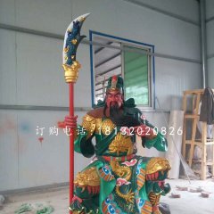 彩繪關(guān)公雕塑，玻璃鋼武財(cái)神