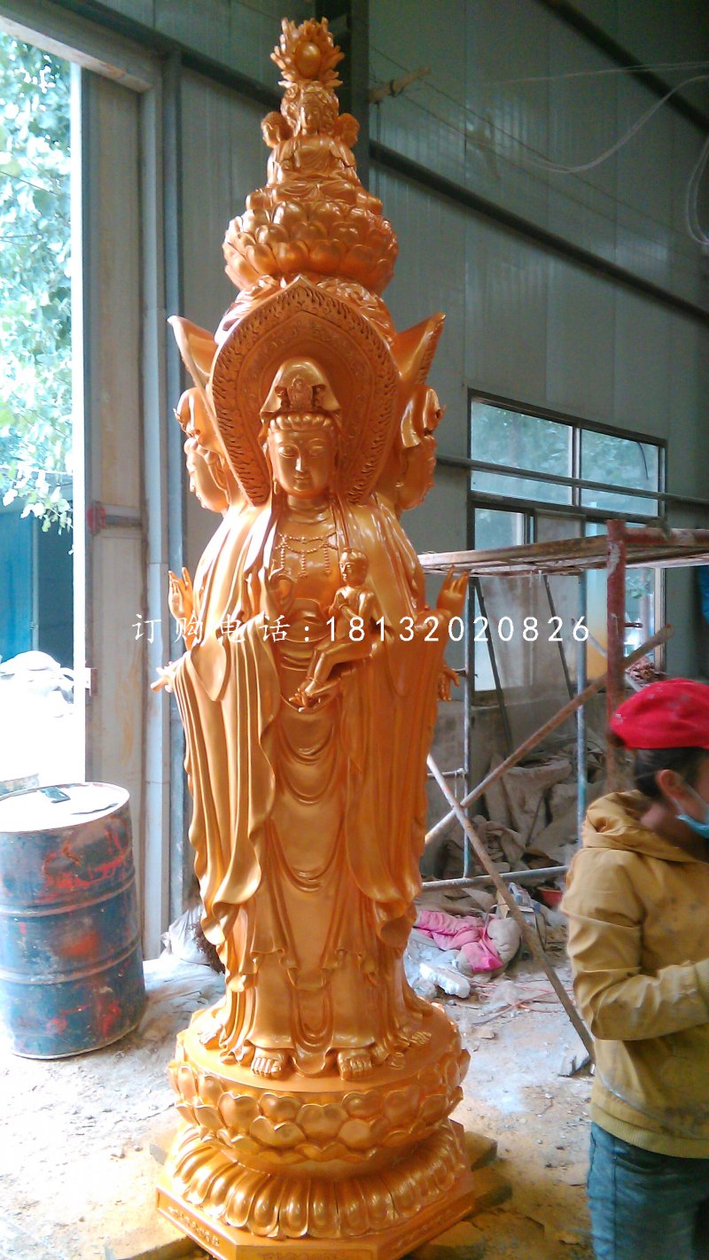 玻璃鋼四面觀(guān)音寺廟佛像雕塑 (2)