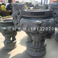 青石香爐，寺廟三足香爐
