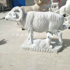 羊羔跪乳石雕，漢白玉動物雕塑