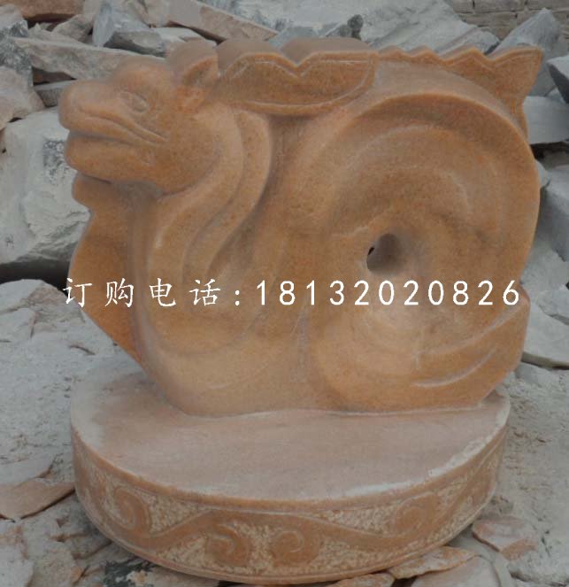 十二生肖石雕，晚霞紅抽象動物 (2)