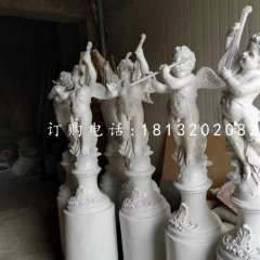 玻璃鋼吹拉彈唱雕塑，四小天使雕塑