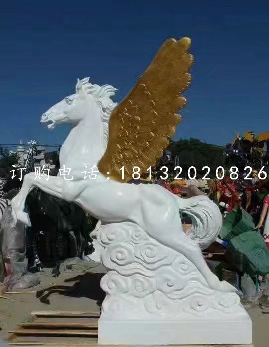 玻璃鋼白馬，飛馬雕塑