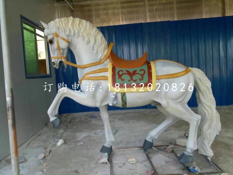白馬坐騎雕塑，玻璃鋼動(dòng)物雕塑 (2)
