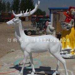 玻璃鋼白色小鹿雕塑，公園動(dòng)物雕塑
