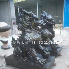 麒麟雕塑，玻璃鋼仿銅神獸