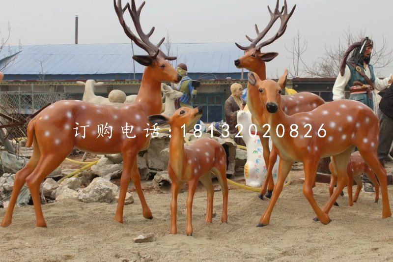 仿真小鹿雕塑，玻璃鋼梅花鹿 (4)